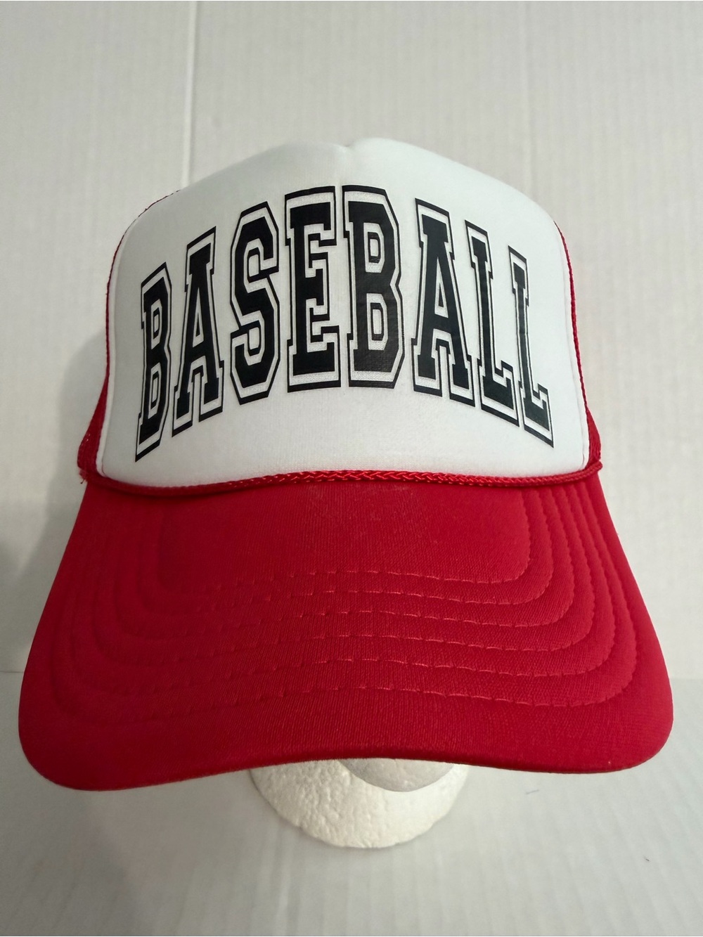 OTTO Red and White 'BASEBALL' Trucker Hat